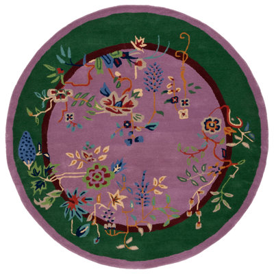 Phaong Hand Tufted Wool/Cotton Floral Rug in Purple/Green