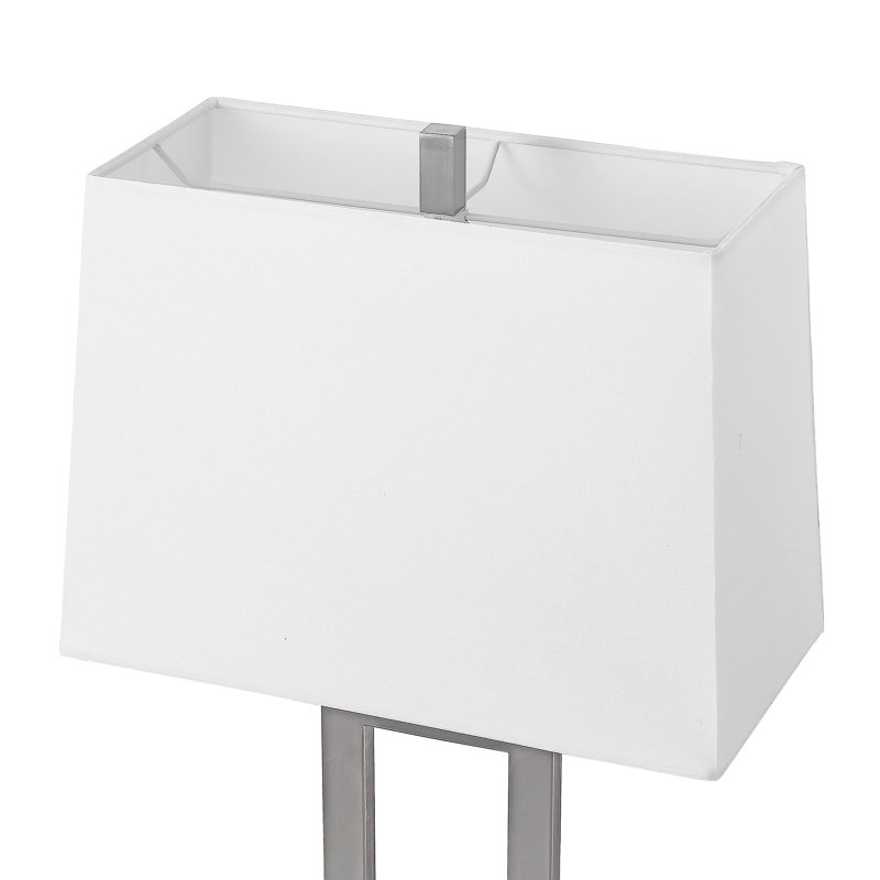 28.5 Metal Single Table Lamp, Silver, White