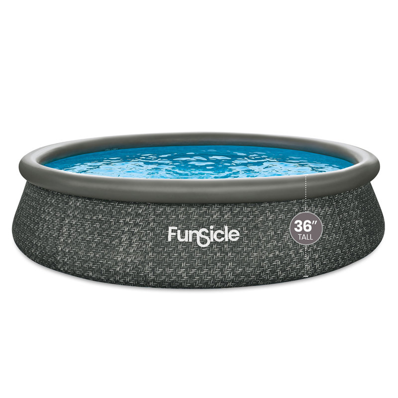Funsicle 12' x 36" QuickSet Inflatable Ring Top Outdoor Above Ground Pool w/Pump, 12ft x 36in., FiltraBoost Pump