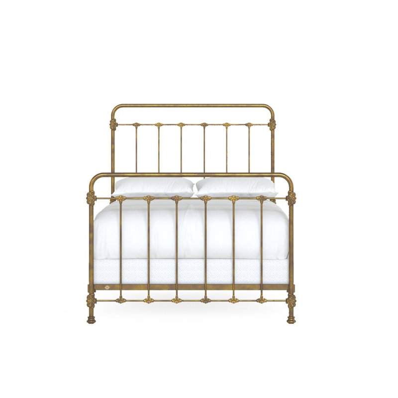 Lit en fer Picket Fence, Full / Double, Or bruni