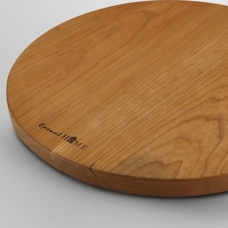 Natural Cherry Round Cutting Board with Juice Groove