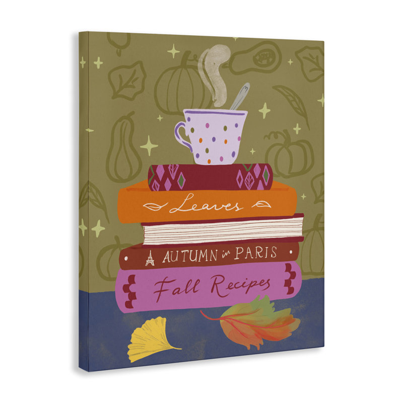  Autumnal Mug on Bookstack Canvas Wall Art by Be Ni La, 20" H x 16" W