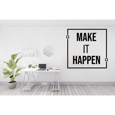 Make It Happen Work Quote Decal For Office Employee, Motivational Inspirational Teamwork Wall Decal Sticker Decor For Office
