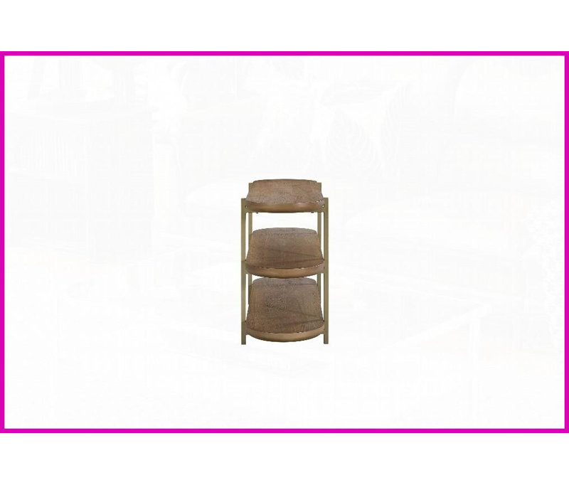 Table basse en placage d'orme avec tablettes de rangement Latte Finish Design doux pour le salon