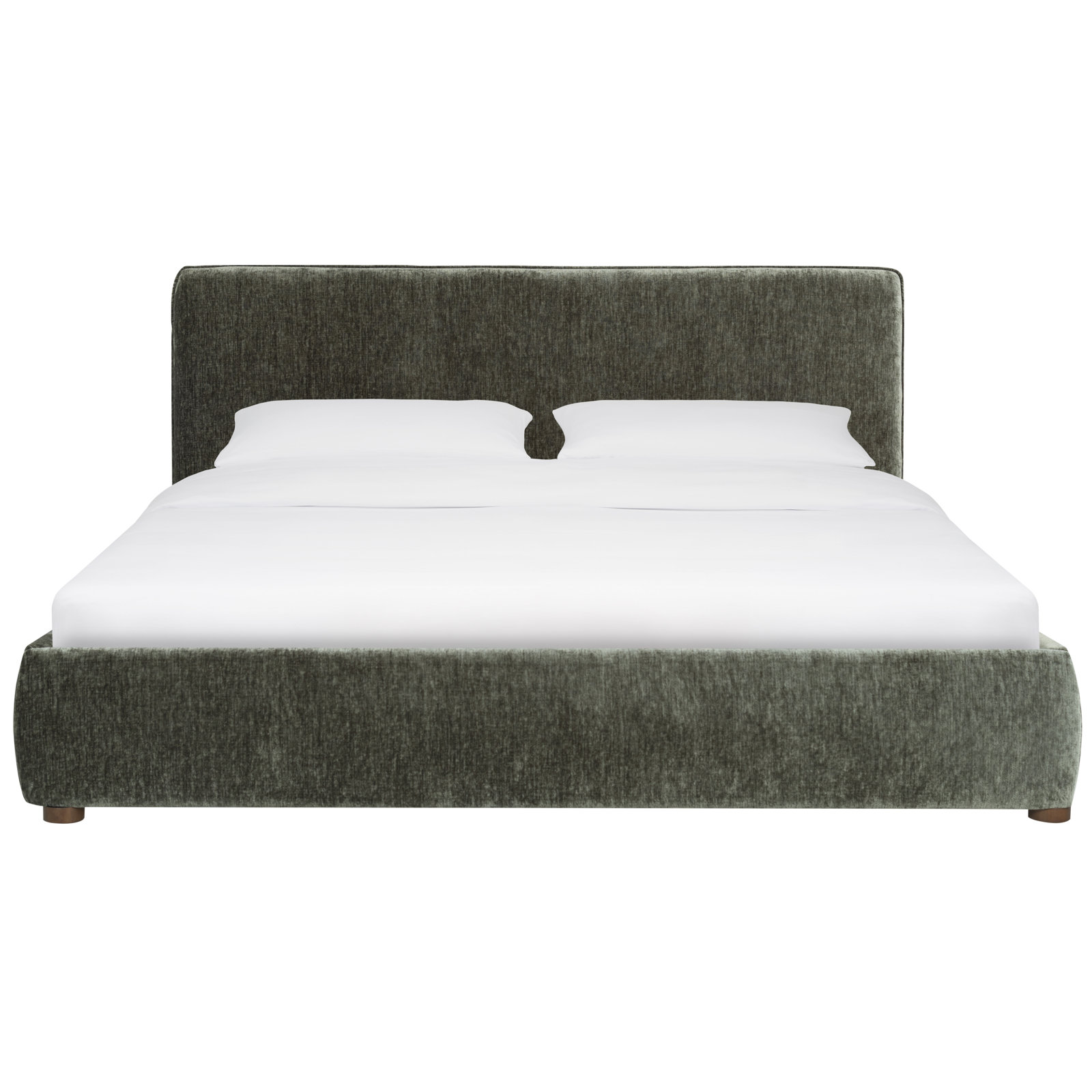 Callahan Upholstered Bed, King, Dark Green Chenille