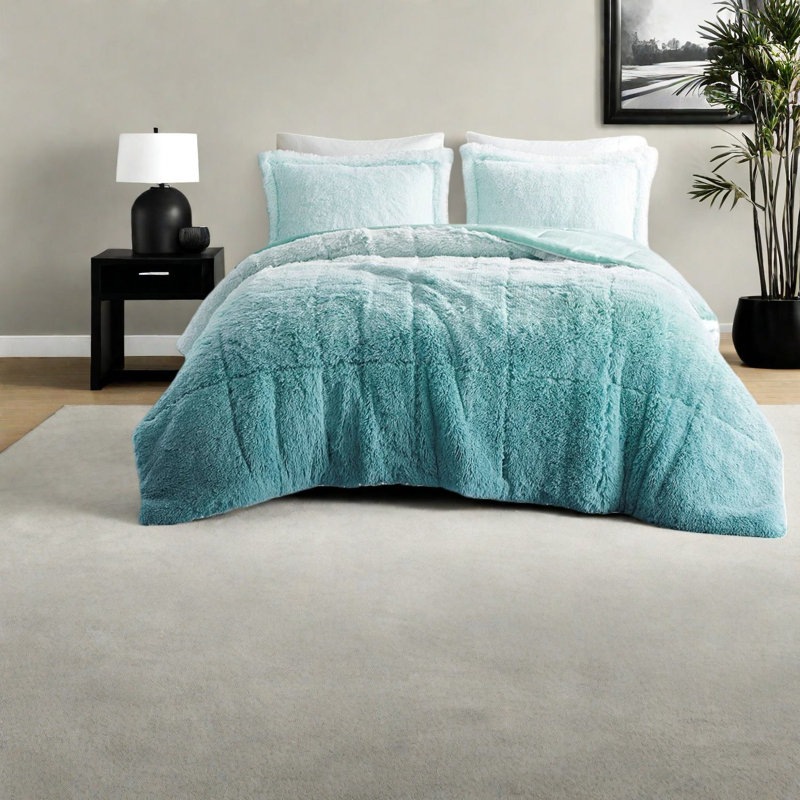 Ensemble de literie en fausse fourrure de qualité supérieure Aqua, confort hypoallergénique pour la maison