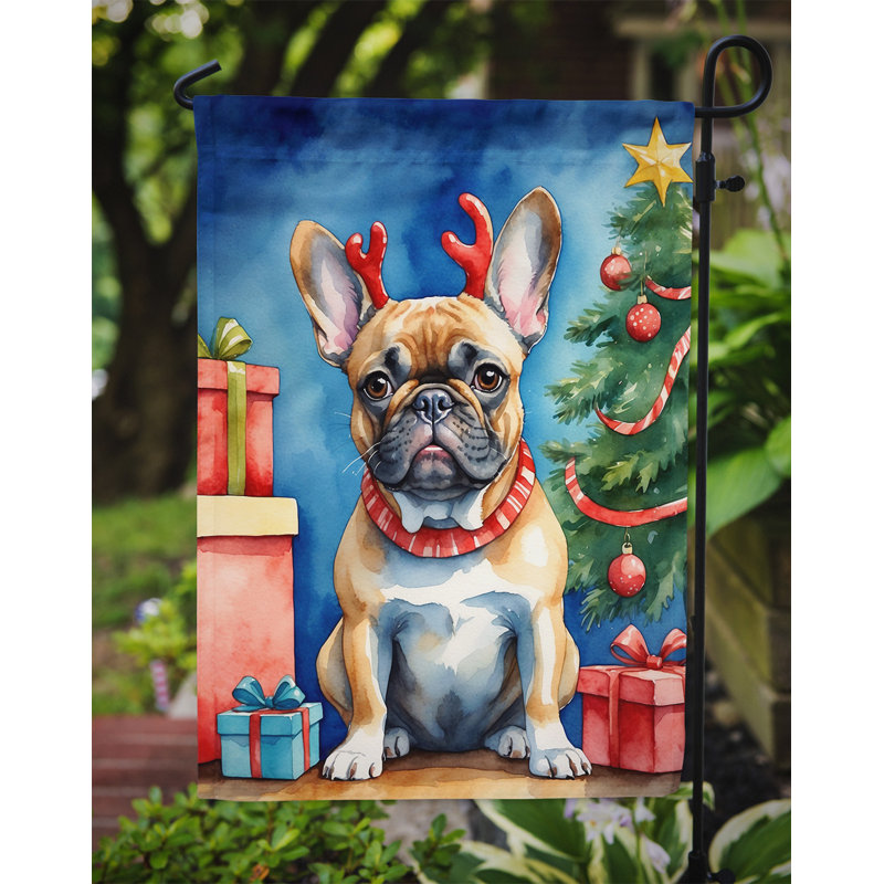 Drapeau de Noël renne de jardin, Bouledogue français
