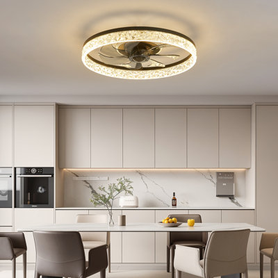18.9" Ceiling Fan With Light, 3 Color Temperature RGB Dimmable LED, Timer Function For Bedroom Living Room
