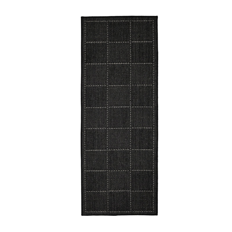 Check Gel Flatweave Black, Runner 60 x 180 cm