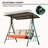 Patio Porch Swing With Strong Spring Hook And Adjustable Canopy Outdoor Garden Detachable Pillowcase Cushions For 3