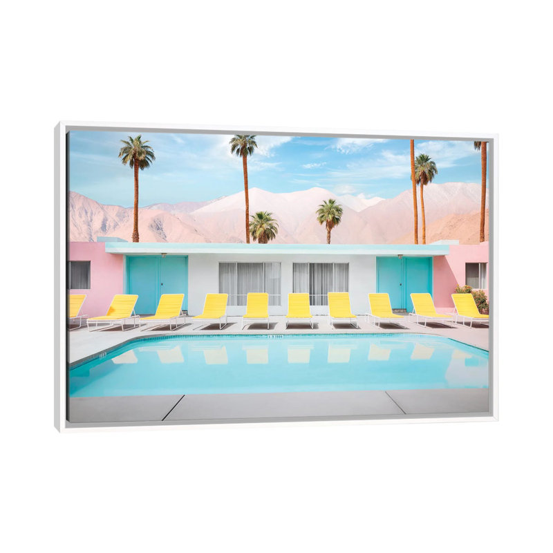 Palm Springs Pool Day - reproduction d'art murale encadrée, H 26 po x l 40 po, Reproduction encadrée sans passe-partout