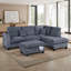 Roe 3Pc Sectional Sofa Set With Chaise, Ottoman, 2 Pillows-111572303