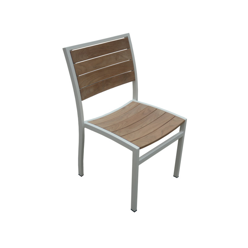 SoHo Teak Aluminum Outdoor Stacking Sidechair, White