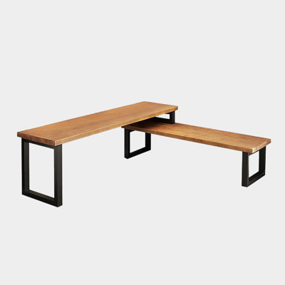 Brown L-Shaped Solid Wood Executive Desk