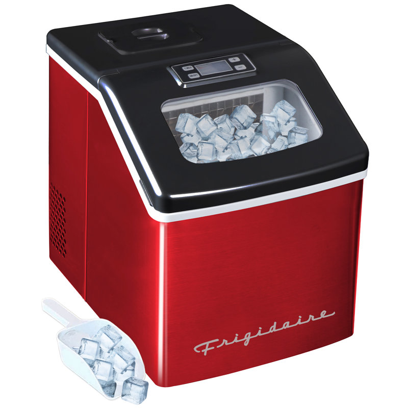 Machine à glaçons de comptoir en acier inoxydable avec fenêtre transparente Frigidaire, machine à glaçons transparente, 40 lb