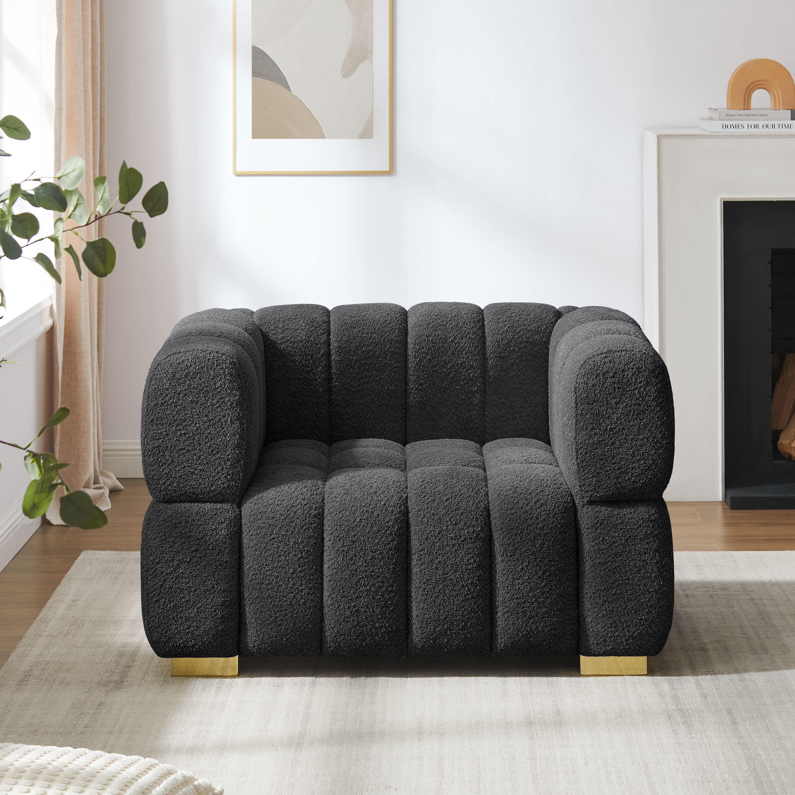 47.6In Oversized Boucle Upholstered Tufted Accent Chair
