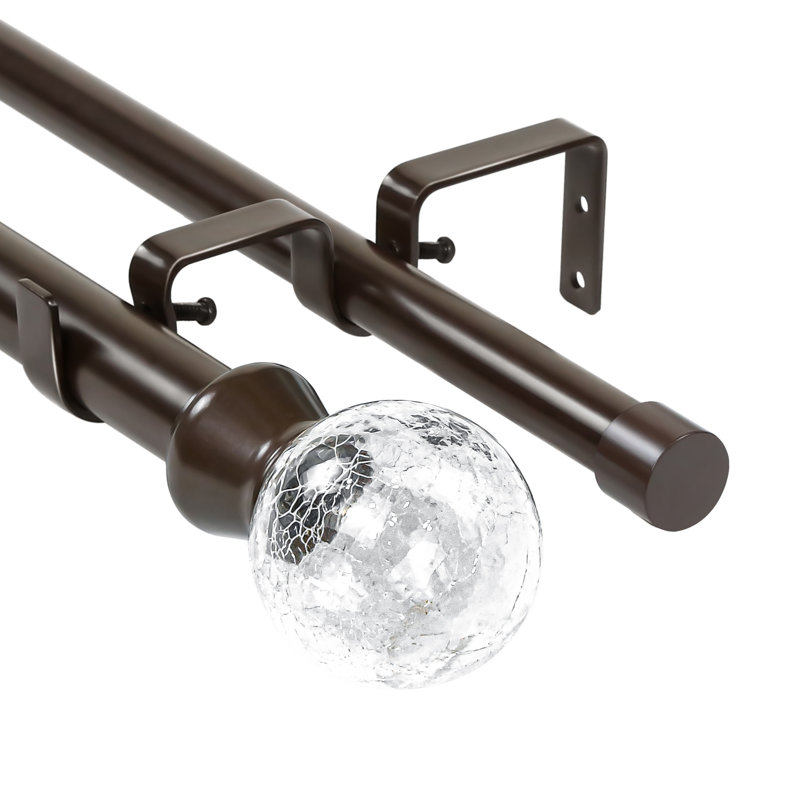 Tringle à rideaux double Cotner, Acier brossé, H 1 po x l 120 po x P 1 po