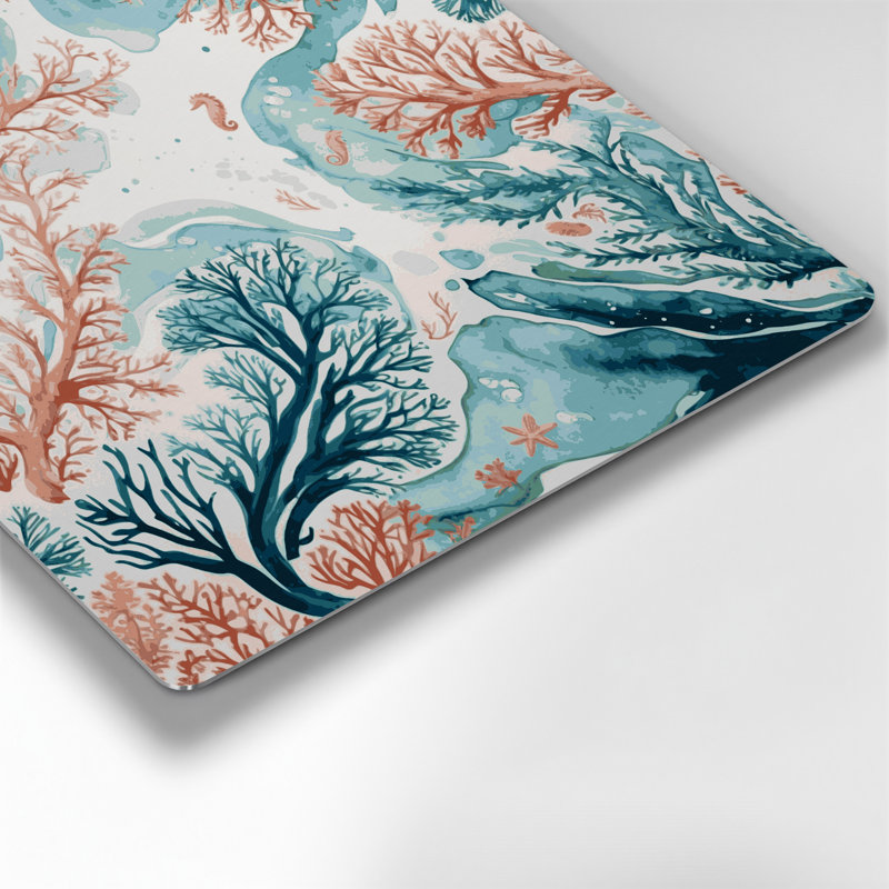 Nautique, motifs coraux gris, art mural en métal, H 8 po x l 8 po