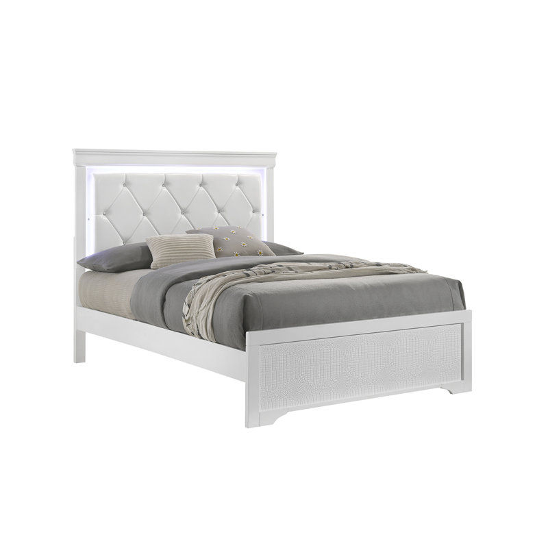 Mylhana Upholstered Standard Bed, Twin, White