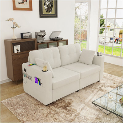 Sofas For Living Room, Couch Set,3 Seats Sofa, USB Charging,Wood Frame,Easy To Install,With Storage, Charging Station,Cup Holder,Modern Sectional Sofas For Living Room, Apartment,Chenille Fabric