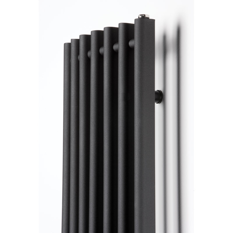 Bernard Vertical Designer Radiator, Black, 176cm H x 39cm W x 6cm D