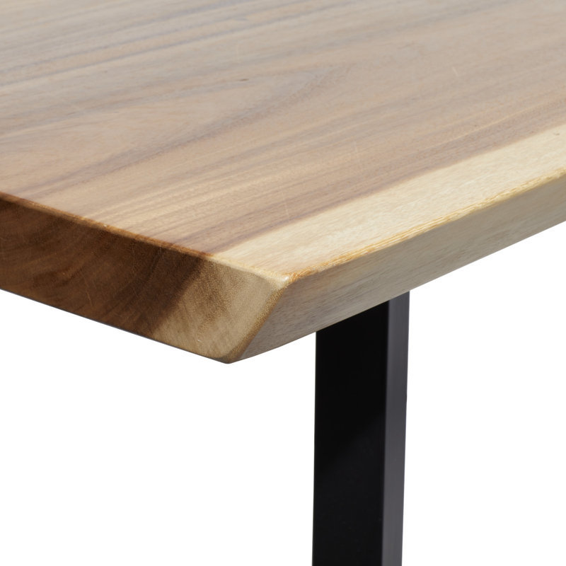 Table de salle à manger en bois brun avec base en métal noir 79 po x 40 po x 30 po