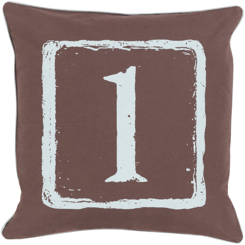 Cotton Throw Pillow, 22" H x 22" W x 4" D, 1, Slate/Brow