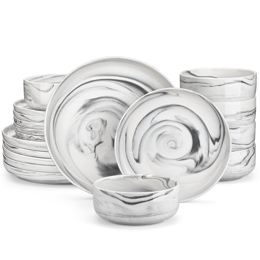 18-Piece Porcelain China Dinnerware Set - Service for 6