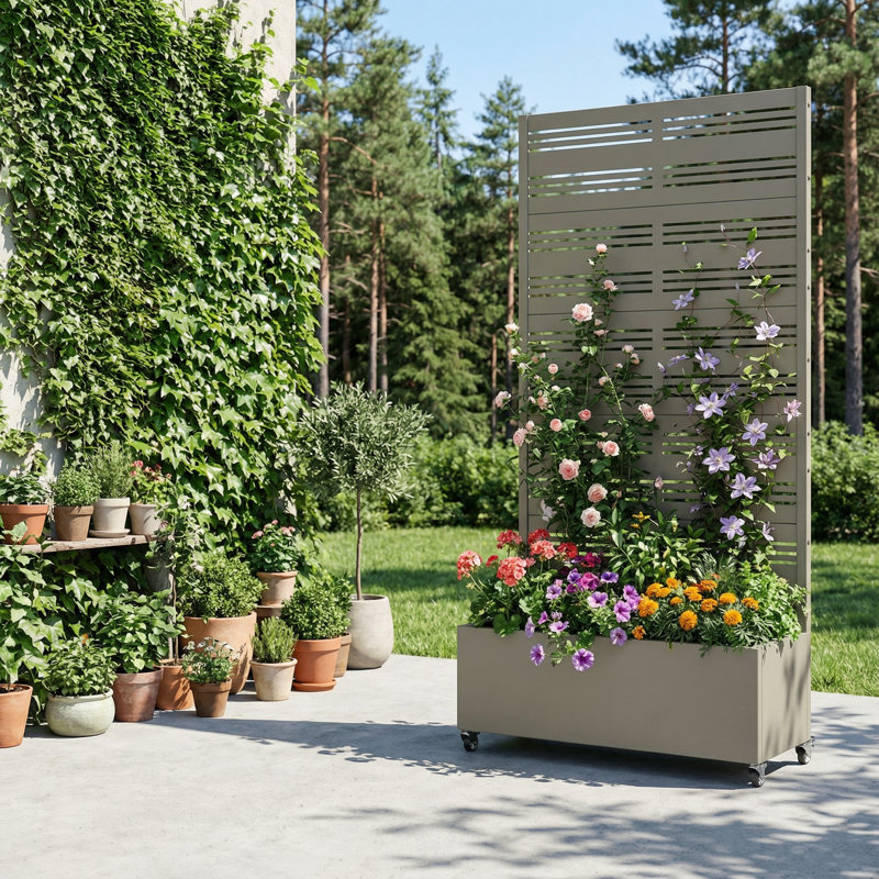 Boîte à fleurs Eural, H 72 po x l 35 po x P 16 po, Vert olive, 1