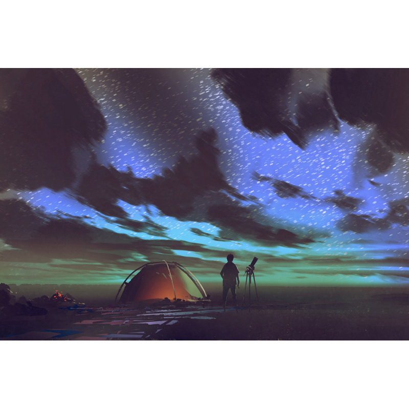 Liuka Camping Under Starry Night - Wrapped Canvas Print, 30cm H x 46cm W x 3.8cm D