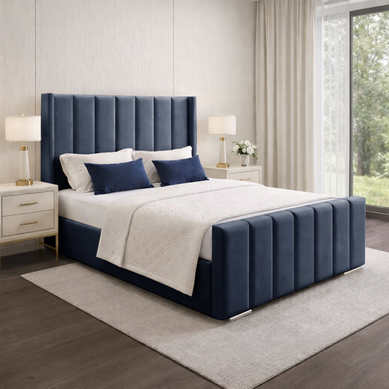 Premium Luxury Wingback Panel Bed Frame, Single (3'), Steel