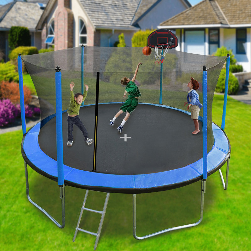 Trampoline avec gonfleur et échelle pour panier de basketball (enceinte de sécurité intérieure)