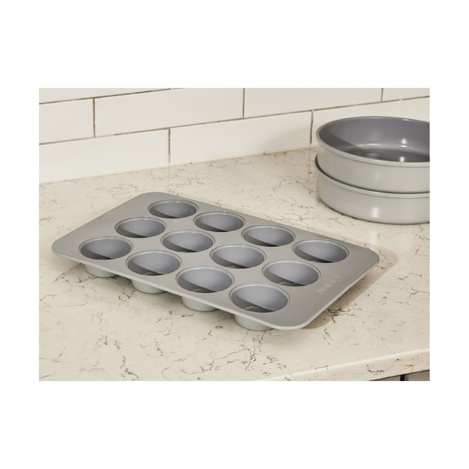 Caraway 12 Cup Nonstick Ceramic Muffin Pan, Gray, Gray