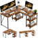 L Shaped Corner Desk with Storage Shelf Office Desk
