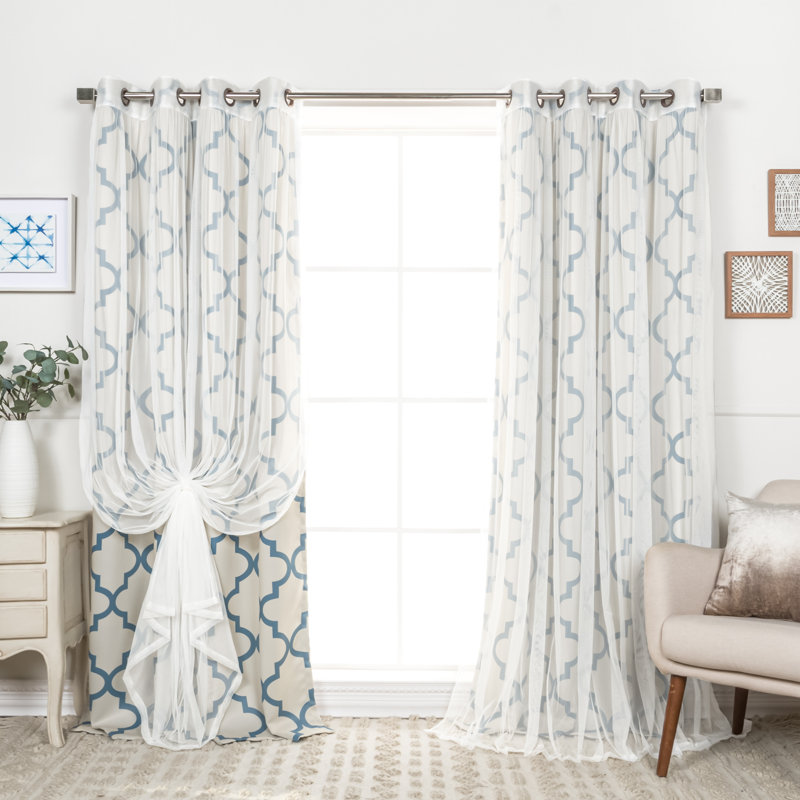 Rideau obscurcissant en polyester Toniana, Porcelaine, L 52 po x L 84 po