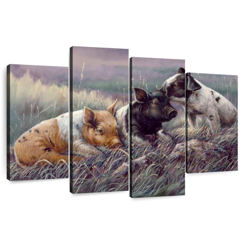 Trois petits cochons de Brampt, H 27 po x l 43 po