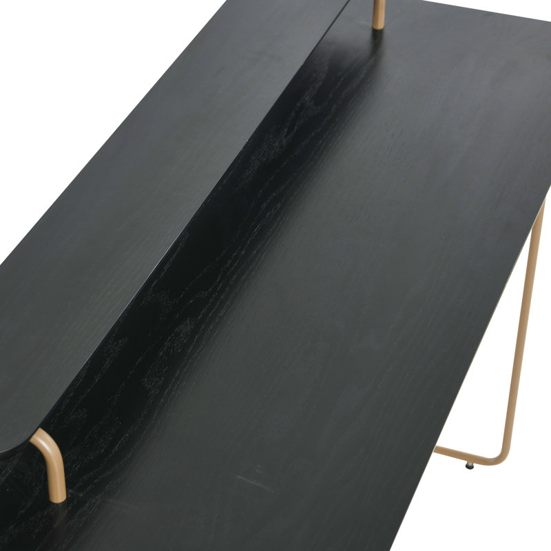 Pacifica Mid-Century Modern Computer Desk, Black / Leg Gold