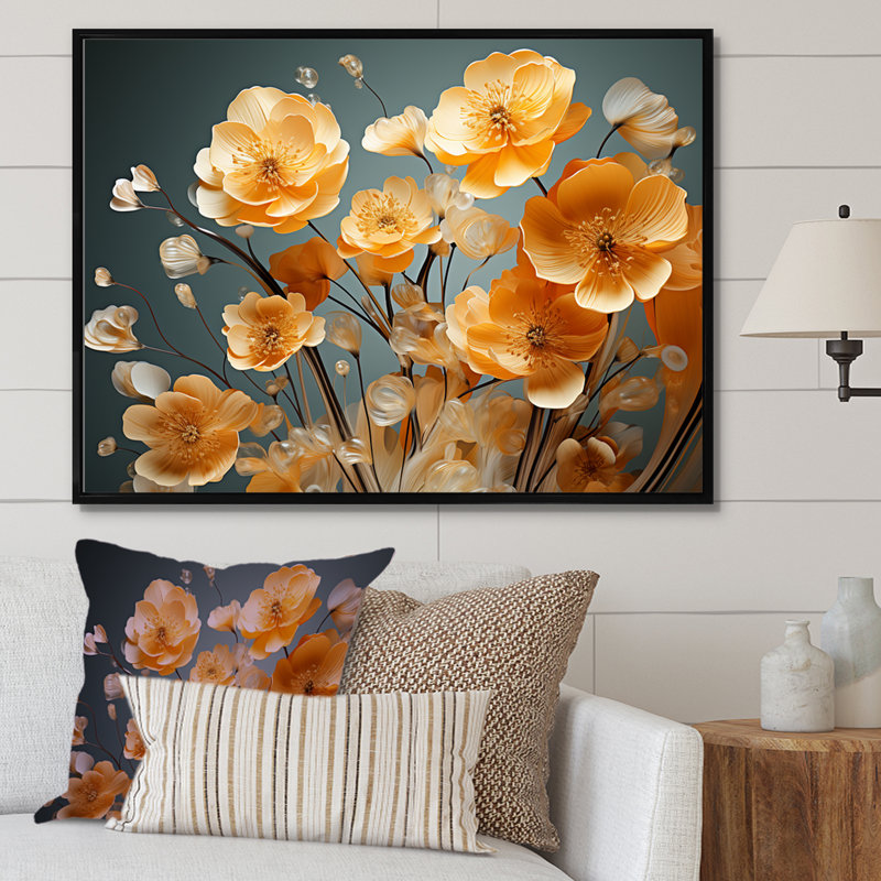 Impression sur toile Buttercups Collage Of Nature I - Buttercups, Cadre flottant noir, H 16 po x l 32 po x P 1 po