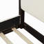 Wood Queen Size Canopy Platform Bed With Upholstered Headboard, Espresso Frame+White Fabric-995136826-995136804