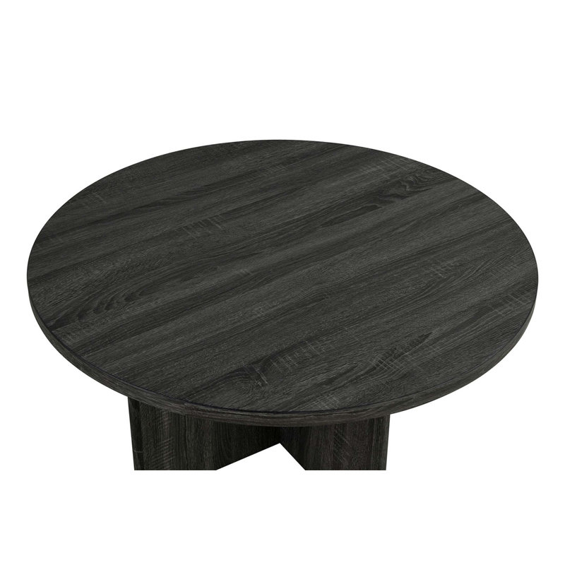 Contemporary Style 3Pc Table Set With Round Coffee And End Tables, Cross-Arch Base Design For Modern Interiors