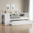 Premium Twin Size Daybed With Trundle – Solid Wood Daybed Frame Featuring Ample Storage Drawers And Side Shelves, Built-In Desk For Multifunctional Use, No Spring Box Needed, White-757360097-757360096