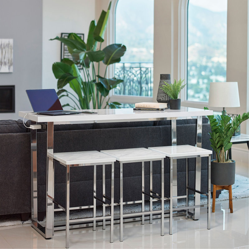 White Marble 4-Piece Dining Set