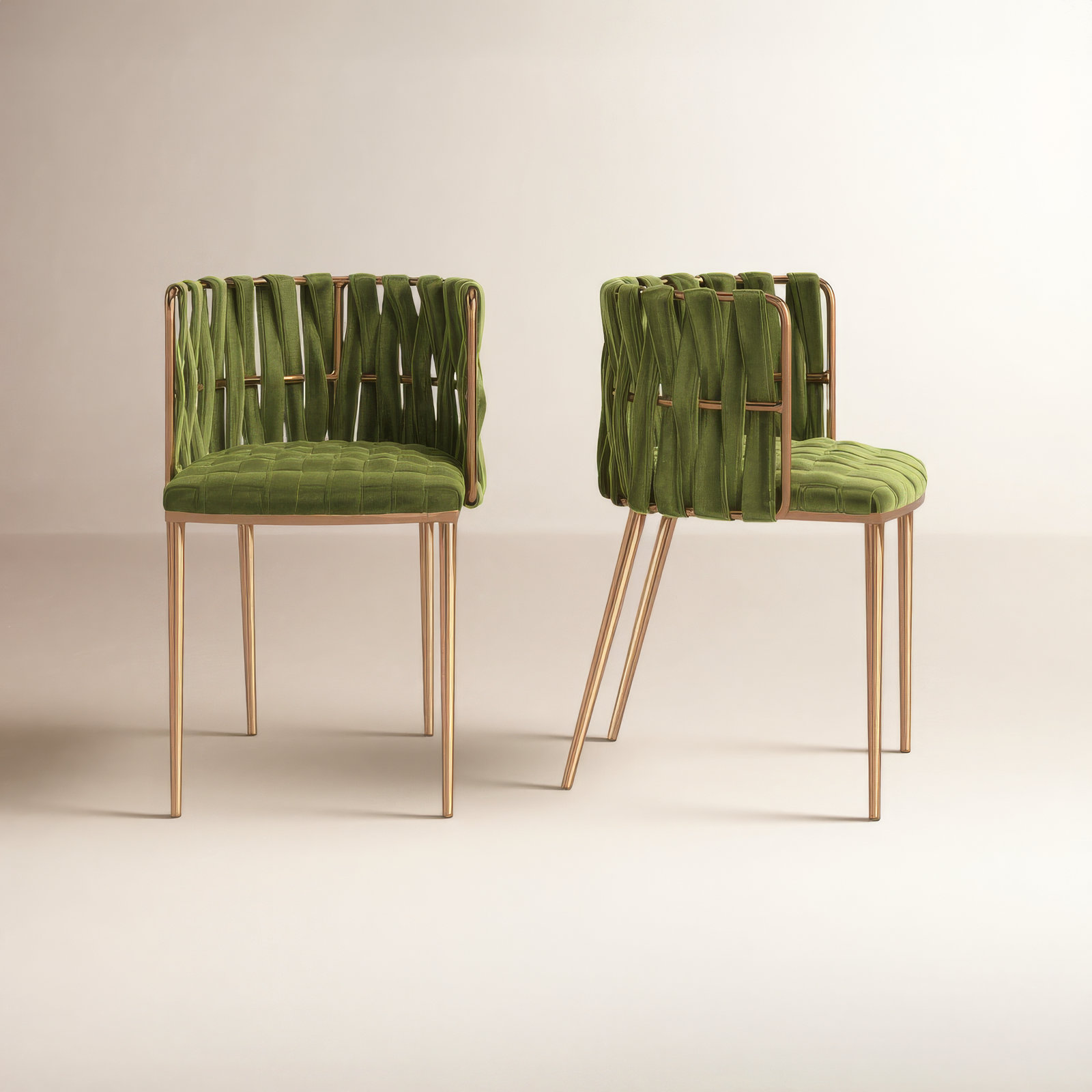 Tyrone Dining Armchair, Green Velvet, Gold