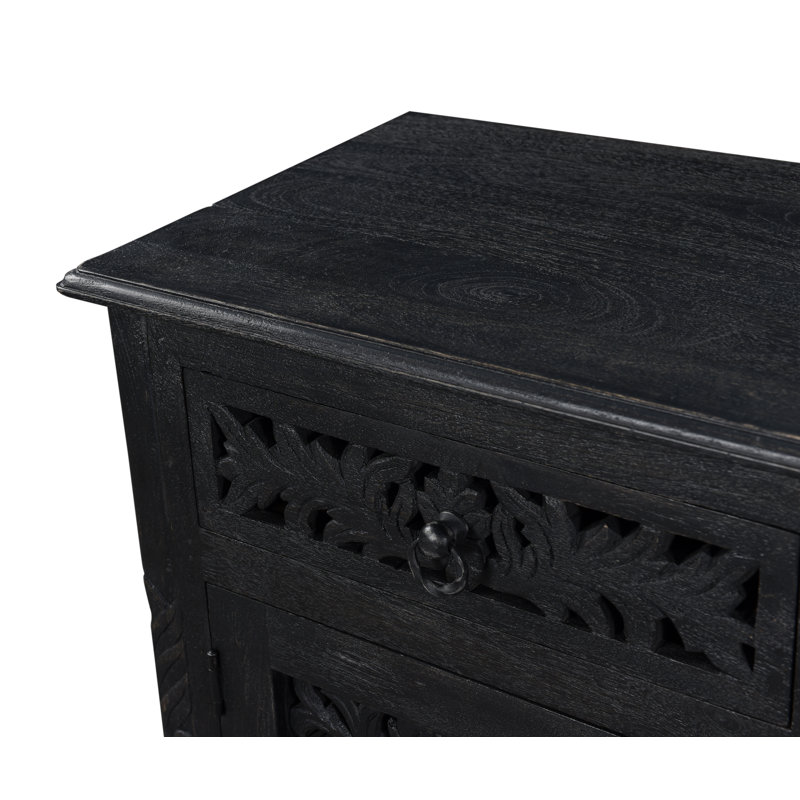 Harleen 22'' W Solid Wood Nightstand, Left, Black