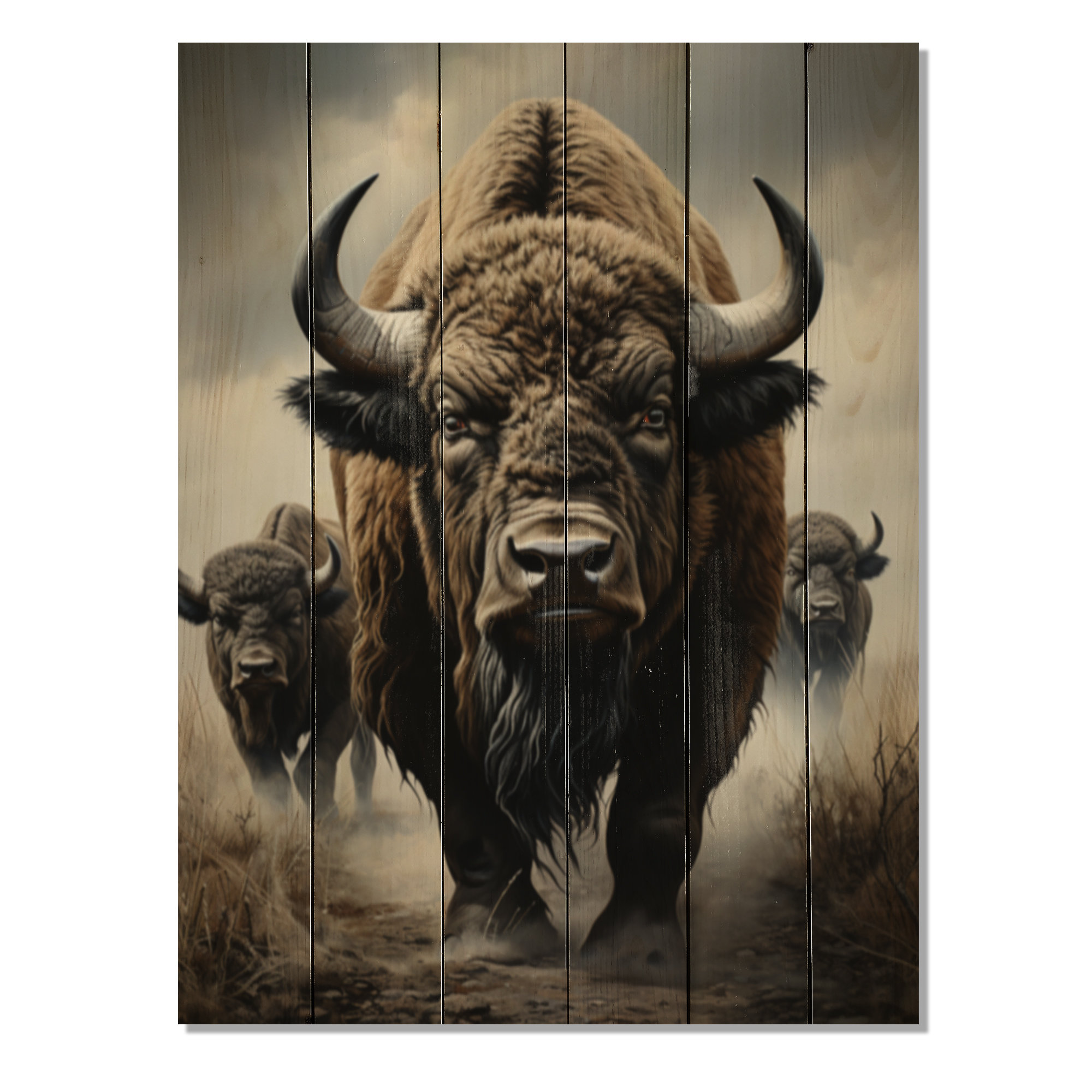 Union Rustic Bison Guardians of the - Unframed Print on Wood - Wayfair ...