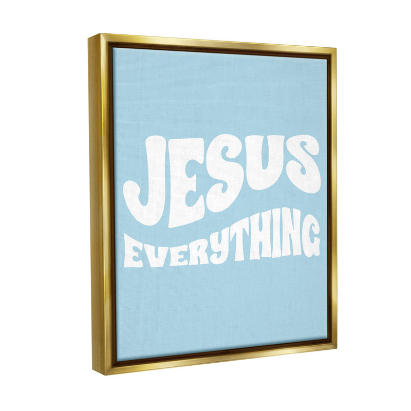 "Jesus Jesus" par Lil 'Rue sur toile, H 31 po x l 25 po, Cadre flottant métallique doré