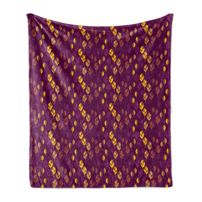 Ambesonne Autumn Fleece Throw Blanket Nature Warm Tones Cozy Art Plum and Earth Yellow