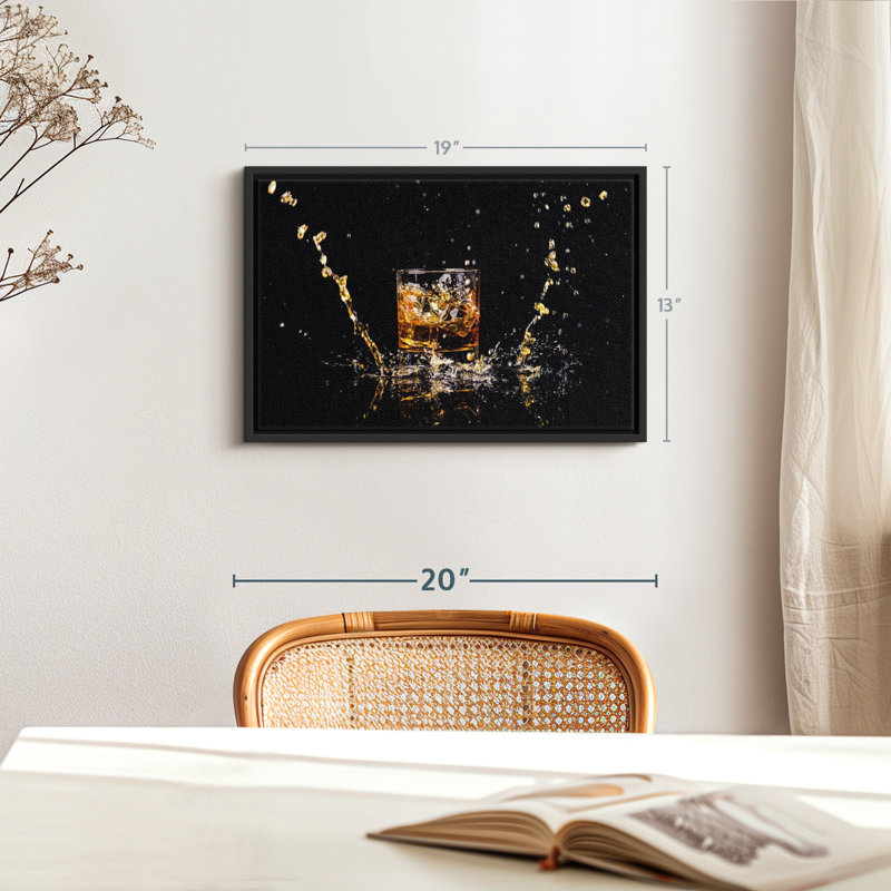 Impression sur toile Whiskey Splash, H 19 po x l 13 po