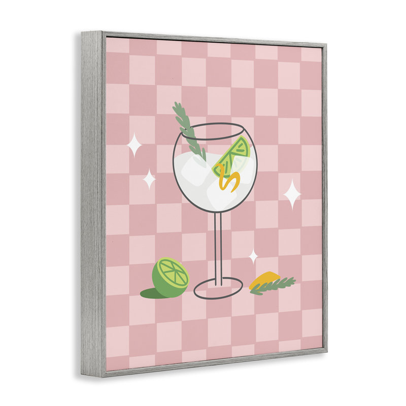Art giclée gin & tonic sur damier par Anna Quach, Estampe numérique Farmhouse, H 20 po x l 16 po