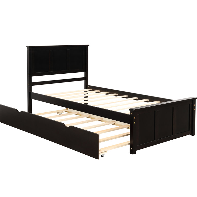 Lit plateforme simple avec teinte et lit gigogne pour un espace de chambre à coucher optimisé, Espresso
